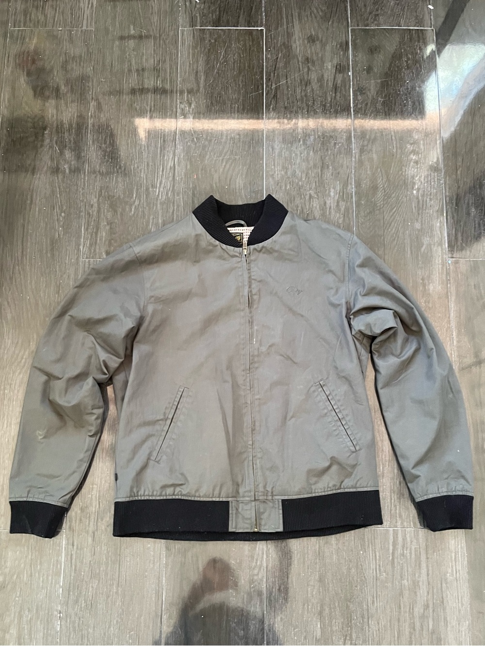 Men's OBEY Olive Bomber Jacket with Black Trim